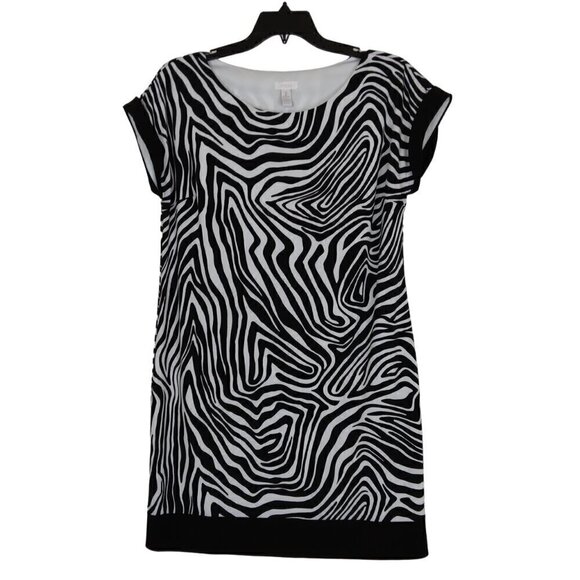 Chico's | Zebra Sheath Dress Black White Stretch | Size L (12) - Picture 1 of 7